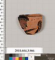 Terracotta fragment of a lekythos (oil flask), Terracotta, Greek, Attic