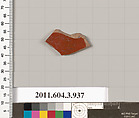 Terracotta fragment of an undetermined shape, Terracotta, Greek, Attic