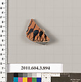 Terracotta fragment of a lekythos (oil flask), Terracotta, Greek, Attic