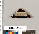 Terracotta fragment of a lekanis lid (covered dish), Terracotta, Greek, Attic