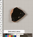 Terracotta fragment of a lekanis (covered dish)?, Terracotta, Greek, Attic