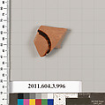 Terracotta fragment of a lekanis lid (covered dish), Terracotta, Greek, Attic