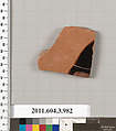 Terracotta fragment of a lekanis lid (covered dish), Terracotta, Greek, Attic