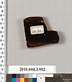 Terracotta fragment of a lekanis lid (covered dish), Terracotta, Greek, Attic