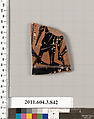 Terracotta fragment of a lekythos (oil flask), Terracotta, Greek, Attic