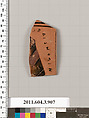 Terracotta fragment of a lekythos (oil flask), Terracotta, Greek, Attic