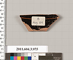 Terracotta fragment of a lekanis lid (covered dish), Terracotta, Greek, Attic