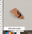 Terracotta fragment of a mastoid (drinking cup with narrow base) or a kyathos (cup-shaped ladle), Terracotta, Greek, Attic