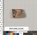 Terracotta fragment of a mastoid (drinking cup with narrow base) or a kyathos (cup-shaped ladle), Terracotta, Greek, Attic