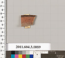 Terracotta rim fragment of a mastoid (drinking cup with narrow base), Terracotta, Greek, Attic
