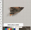 Terracotta rim fragment of a mastoid (drinking cup with narrow base), Terracotta, Greek, Attic