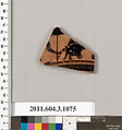 Terracotta fragment of a mastoid (drinking cup with narrow base), Terracotta, Greek, Attic