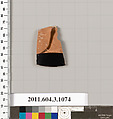 Terracotta fragment of a mastoid (drinking cup with narrow base), Terracotta, Greek, Attic