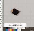 Terracotta fragment of a mastoid (drinking cup with narrow base) or a kyathos (cup-shaped ladle), Terracotta, Greek, Attic