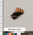 Terracotta fragment of a mastoid (drinking cup with narrow base) or a kyathos (cup-shaped ladle), Terracotta, Greek, Attic