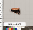 Terracotta fragment of a mastoid (drinking cup with narrow base) or a kyathos (cup-shaped ladle), Terracotta, Greek, Attic