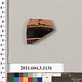 Terracotta fragment of a mastoid (drinking cup with narrow base) or a kyathos (cup-shaped ladle), Terracotta, Greek, Attic