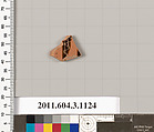 Terracotta fragment of a mastoid (drinking cup with narrow base) or a kyathos (cup-shaped ladle), Terracotta, Greek, Attic