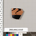 Terracotta fragment of a mastoid (drinking cup with narrow base) or a kyathos (cup-shaped ladle), Terracotta, Greek, Attic