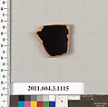 Terracotta fragment of a mastoid (drinking cup with narrow base) or a kyathos (cup-shaped ladle), Terracotta, Greek, Attic