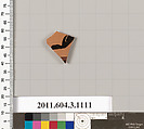 Terracotta fragment of a mastoid (drinking cup with narrow base) or a kyathos (cup-shaped ladle), Terracotta, Greek, Attic