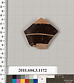 Terracotta fragment of a mastoid (drinking cup with narrow base) or a kyathos (cup-shaped ladle), Terracotta, Greek, Attic