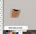 Terracotta fragment of a mastoid (drinking cup with narrow base) or a kyathos (cup-shaped ladle), Terracotta, Greek, Attic