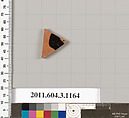 Terracotta fragment of a mastoid (drinking cup with narrow base) or a kyathos (cup-shaped ladle), Terracotta, Greek, Attic