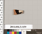 Terracotta fragment of a mastoid (drinking cup with narrow base) or a kyathos (cup-shaped ladle), Terracotta, Greek, Attic