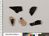 Terracotta fragments of mastoids  (drinking cups with narrow base) or kyathoi (cup-shaped ladles), Terracotta, Greek, Attic