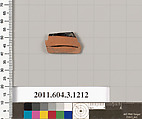 Terracotta fragment of a mastoid (drinking cup with narrow base) or a kyathos (cup-shaped ladle), Terracotta, Greek, Attic
