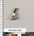 Terracotta fragment of a mastoid (drinking cup with narrow base) ?, Terracotta, Greek, Attic