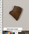 Terracotta fragment of a kyathos (cup-shaped ladle), Terracotta, Greek, Attic