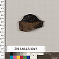 Terracotta fragment of a kyathos (cup-shaped ladle), Terracotta, Greek, Attic