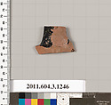 Terracotta fragment of a kyathos (cup-shaped ladle), Terracotta, Greek, Attic