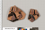 Terracotta fragments of a neck-amphora (jar), Terracotta, Greek, Attic