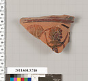 Terracotta fragment of a neck-amphora (jar), Terracotta, Greek, Attic