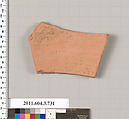 Terracotta fragment of a neck-amphora (jar), Terracotta, Greek, Attic