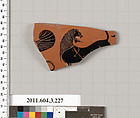Terracotta fragment of a neck-amphora of Nicosthenic shape (jar)?, Terracotta, Greek, Attic