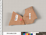 Terracotta fragment of an amphora (jar), Terracotta, Greek, Attic