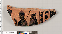 Terracotta fragment of a column-krater (bowl for mixing wine and water), Terracotta, Greek, Attic