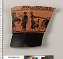 Terracotta fragment of a volute-krater (bowl for mixing wine and water), Terracotta, Greek, Attic