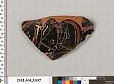 Terracotta fragment of a lekythos (oil flask), Terracotta, Greek, Attic