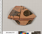 Terracotta fragment of a neck-amphora (jar), Terracotta, Greek, Attic