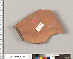 Terracotta fragment of a neck-amphora (jar), Terracotta, Greek, Attic