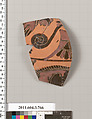 Terracotta fragment of a neck-amphora (jar), Terracotta, Greek, Attic