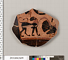 Terracotta fragment of a hydria (water jar), Terracotta, Greek, Attic