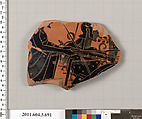 Terracotta fragment of a hydria (water jar), Terracotta, Greek, Attic