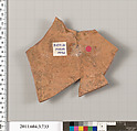 Terracotta fragment of a neck-amphora (jar), Terracotta, Greek, Attic