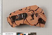 Terracotta fragment of a neck-amphora (jar), Terracotta, Greek, Attic